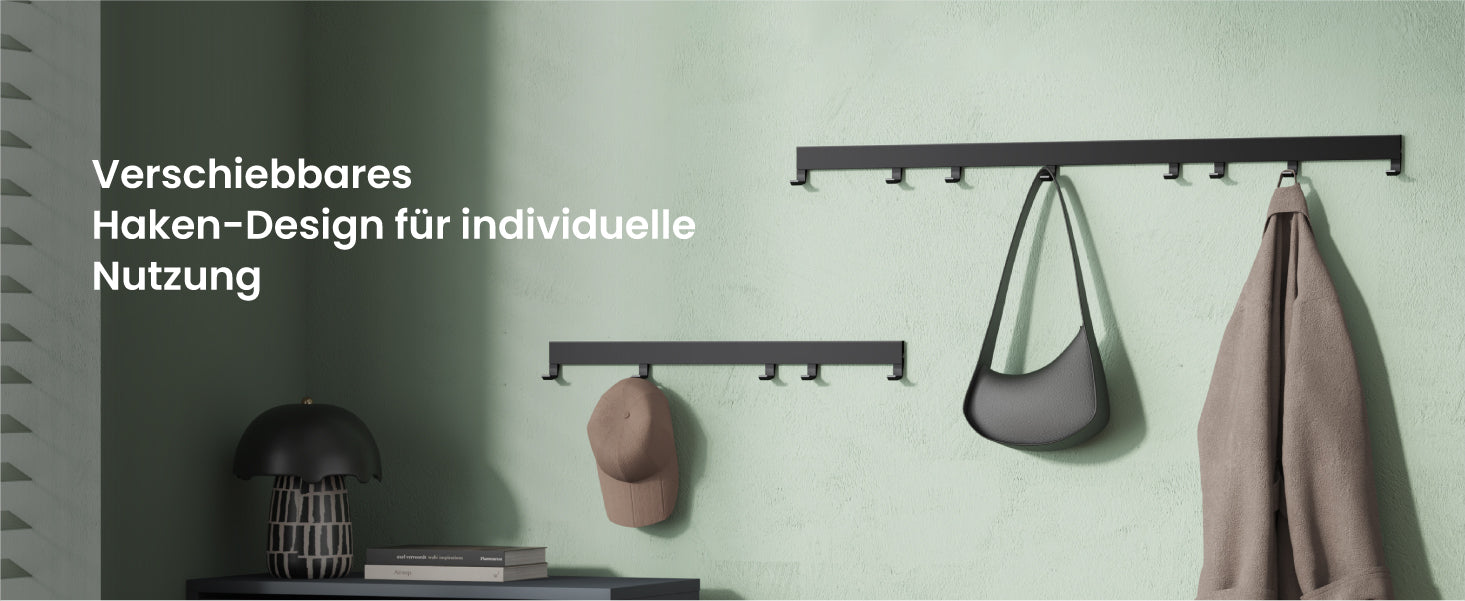 glasvilla Appendiabiti da Parete con Ganci Scorrevoli, Attaccapanni da Muro in Alluminio Appendiabiti per Cameretta, Ingresso, Cucina, Stalo-10