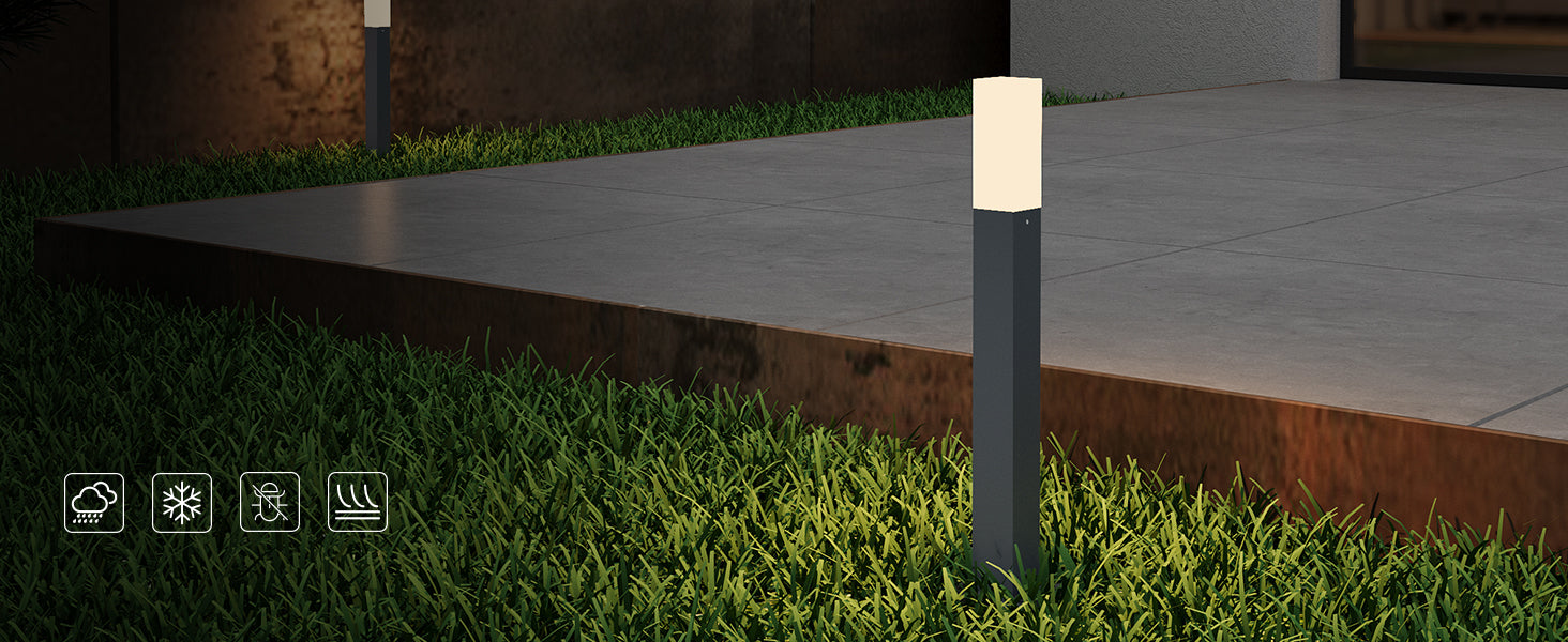 glasvilla Éclairage Extérieur IP65 Éclairage de Chemin Extérieur | Borne Lumineuse pour Jardin, Lampadaire 3000K, Lampe de Jardin | Lampadaire d’Extérieur 3W Deus Lumina