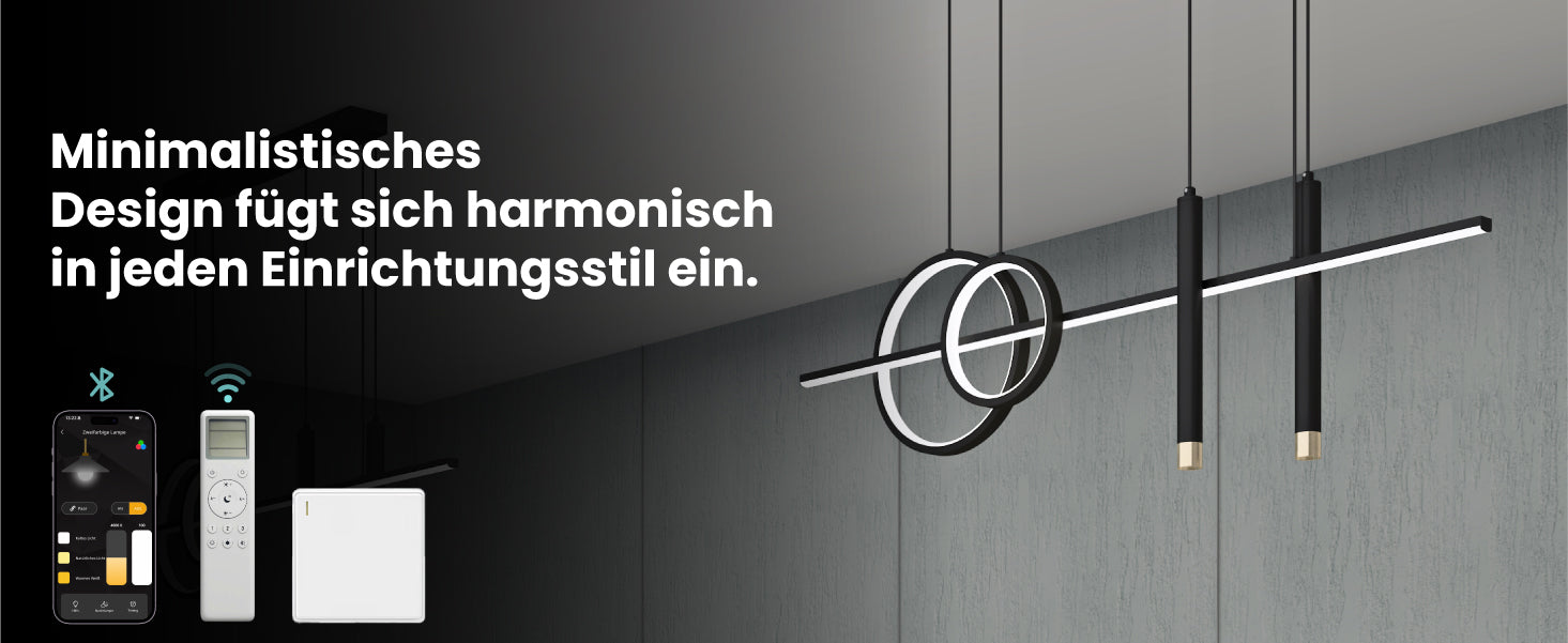 glasvilla Pendelleuchte 100cm LED Hängelampe Linear design 3000K/4200K/6000K Verstellbares Kabel 30W Hängeleuchte Alivetta2256