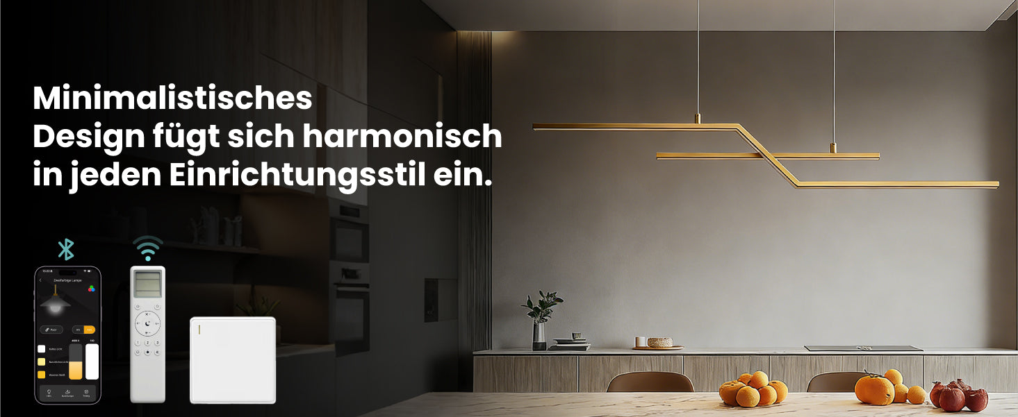 glasvilla Pendelleuchte 105cm LED Hängelampe Linear design 3000K/4000K/6000K Verstellbares Kabel 18W Hängeleuchte Alivetta7085 Luvina10