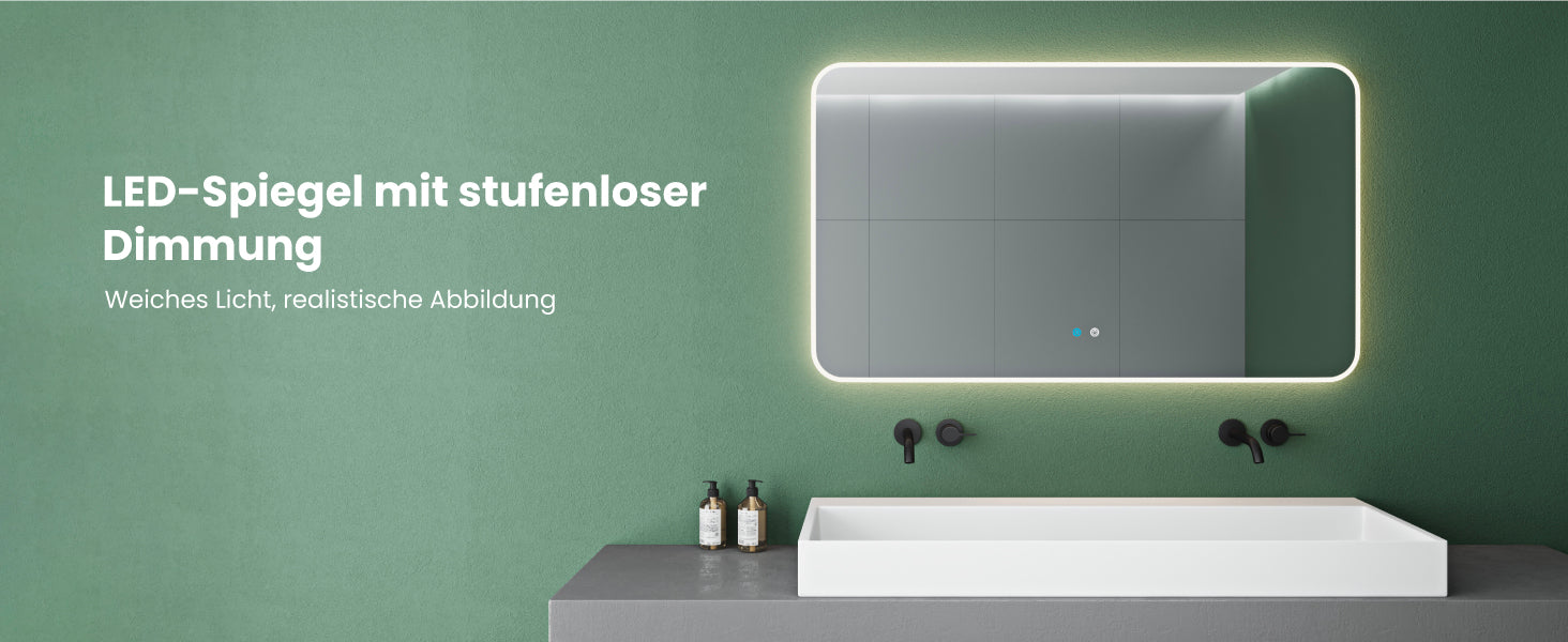 glasvilla Wandspiegel Badezimmer Spiegel LED Bad-Spiegel mit Touchschalter, Beschlagfrei durch Antifog-Schicht Nova-02