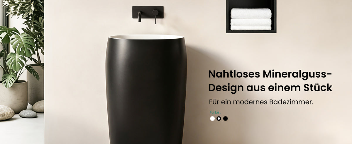 Lavabo sur pied Glasvilla Design Col32 en matériau minéral moulé, lavabo, lavabo sur pied