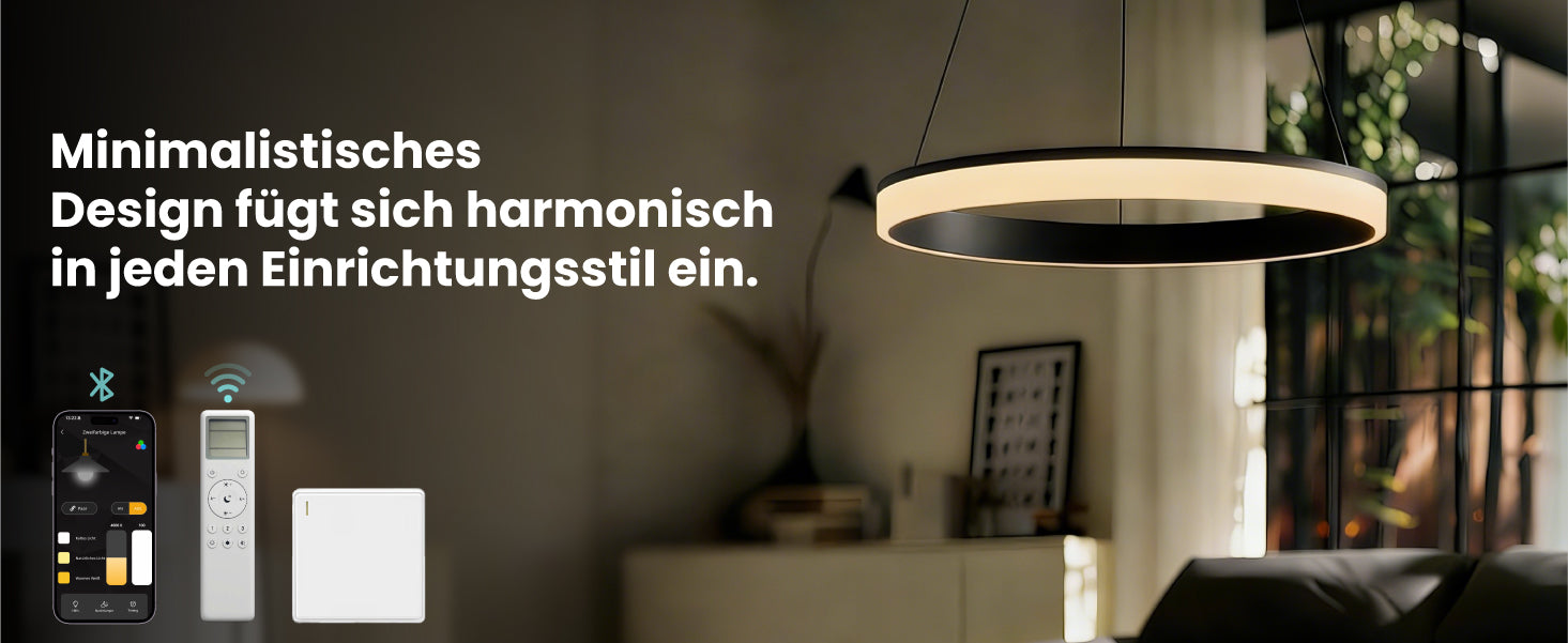 glasvilla suspension luminaire pour salle à manger, lampe suspendue LED, intensité variable en continu 3000K–6000K, lampe de salle à manger réglable en hauteur avec télécommande et interrupteur mural Luvina02