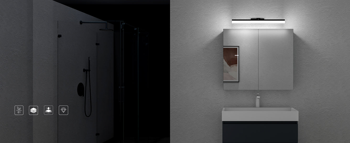 glasvilla Spiegelschrank Bad mit Beleuchtung Badschrank mit SpiegellampeSpiegelleuchte 180° Drehbar LED Badlampe Luxaris