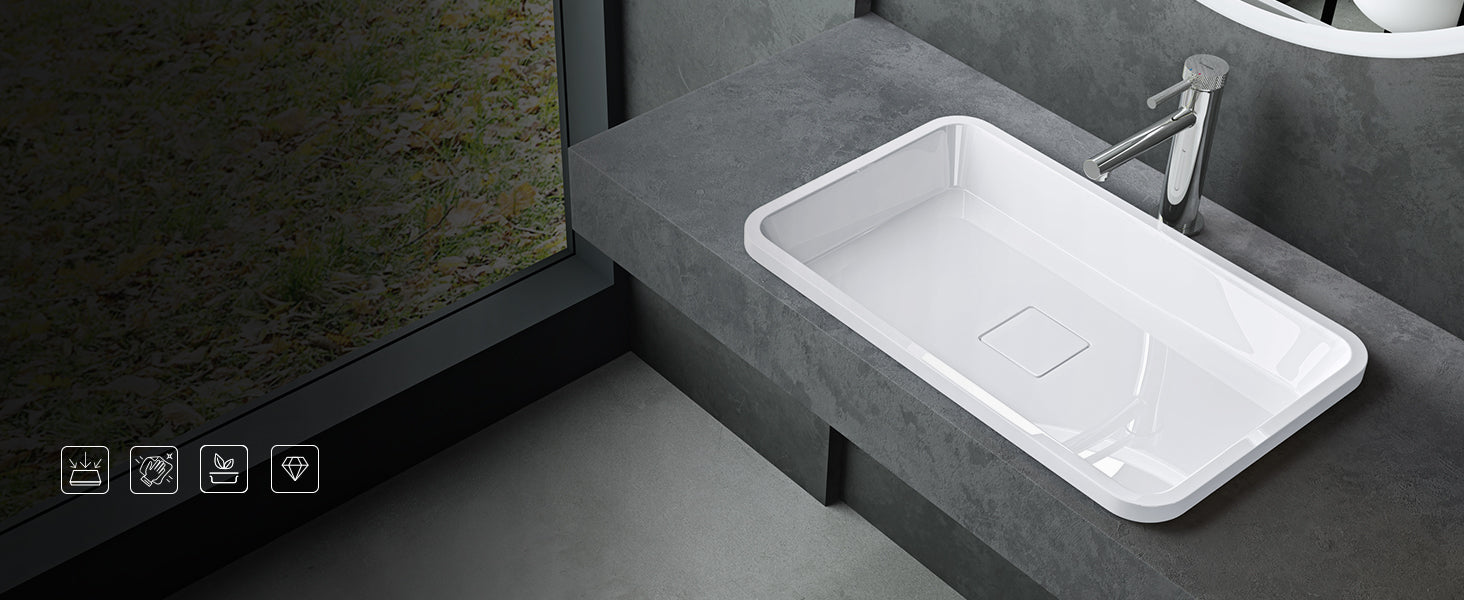 glasvilla Lavabo da Incasso da Marmo Fuso Lavandino Bagno da Appoggio con Coperchio di Scarico Col104