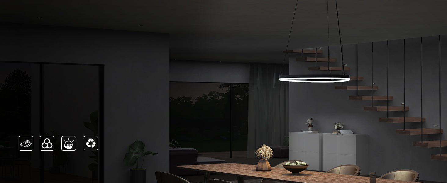 Glasvilla Design – Lámpara colgante LED con cable ajustable para comedor, salón y dormitorio