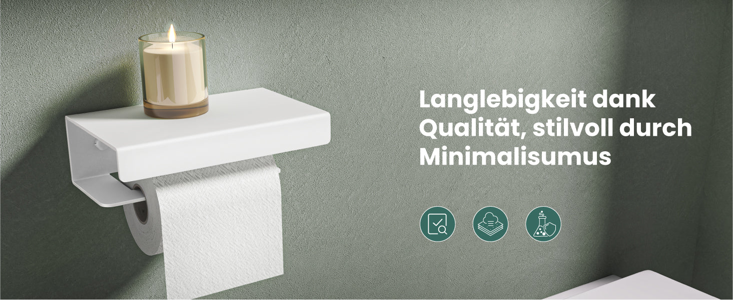 Porte-papier toilette Glasvilla avec étagère, support de papier toilette WC en alliage d'aluminium, dérouleur de papier toilette Lino-05