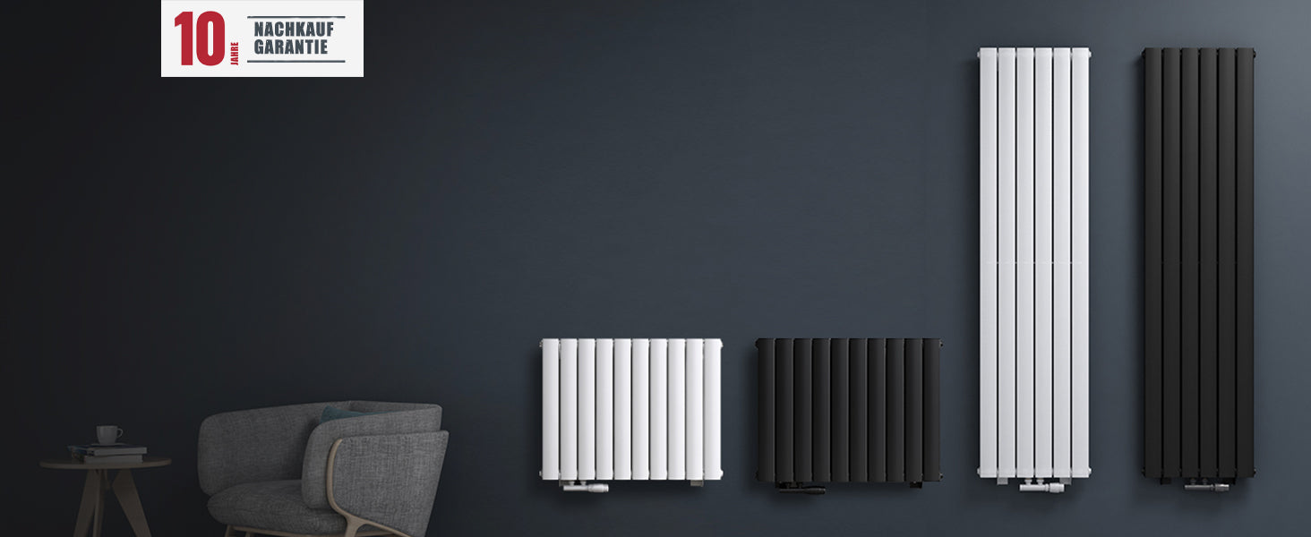 glasvilla Radiateur de Salle de Bain à Raccordement Central Plat et à Raccordement Latéral Radiateur à Panneau Chauffage de Salle de Bain Monocouche en Acier FV