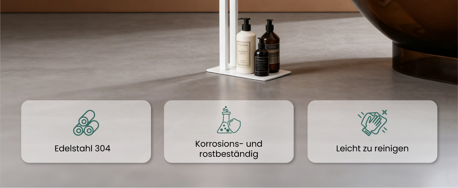 glasvilla Porta Asciugamani Bagno da Terra a 2 Bracci, Portasciugamani in Acciaio per Bagno, Antiruggine, Tavrin-02