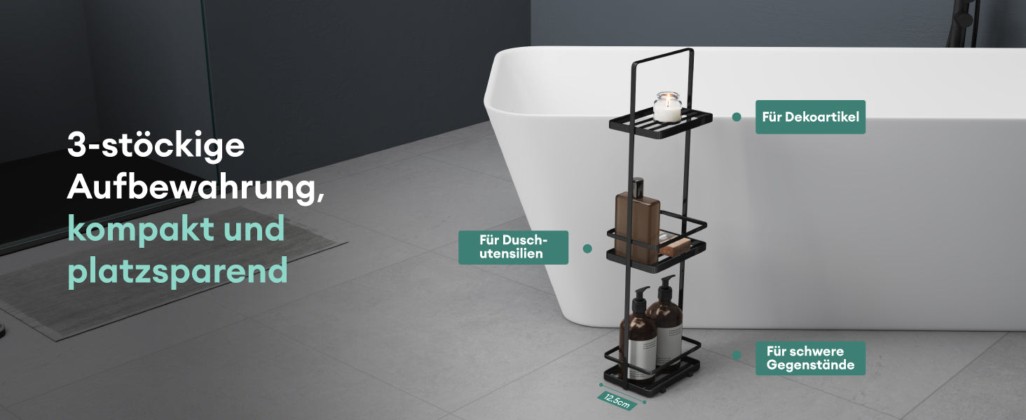 Estantería de baño Glasvilla Reglo-02,  Estante de pie metálico de 3 niveles