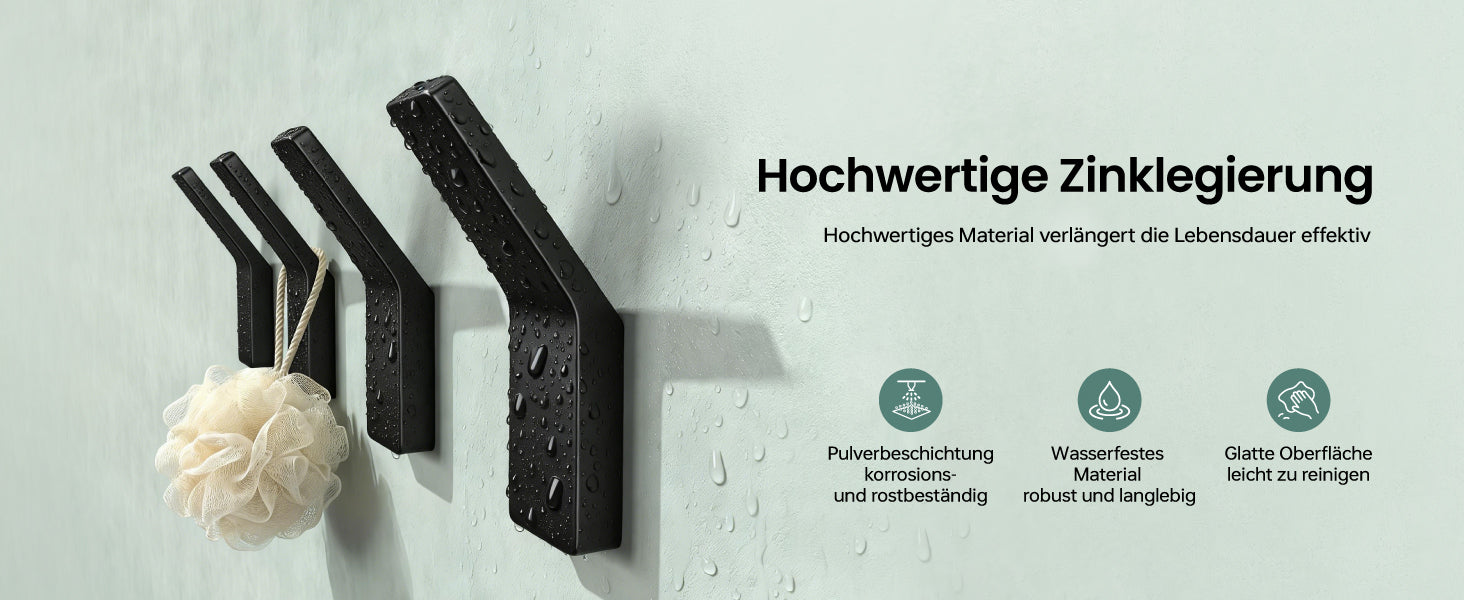 glasvilla Kleiderhaken Garderobenhaken 4 Stück, Wandhaken zum Bohren oder Kleben für Schlafzimmer, Badezimmer, Kleiderschrank, Wohnzimmer Stalo-13