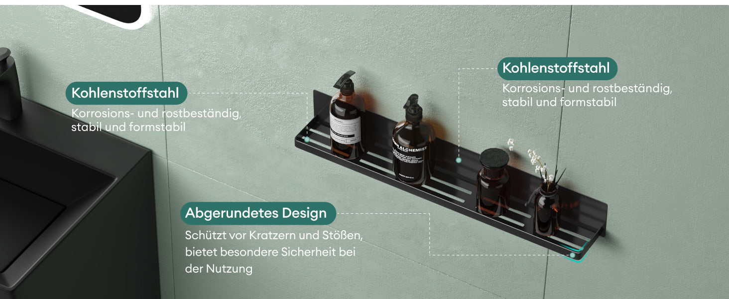 glasvilla Duschablage ohne Bohren, Duschregal magnetisch, selbstklebende Badezimmerablage zur Wandmontage  Reglo-01