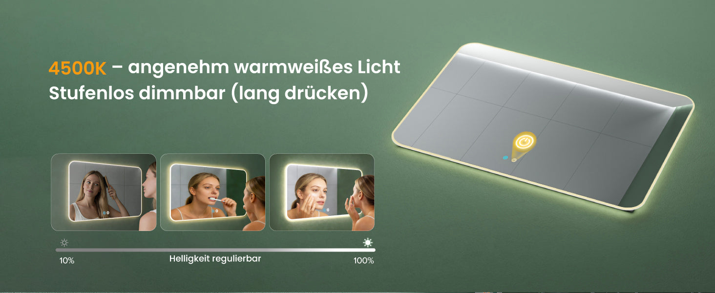 glasvilla Wandspiegel Badezimmer Spiegel LED Bad-Spiegel mit Touchschalter, Beschlagfrei durch Antifog-Schicht Nova-02