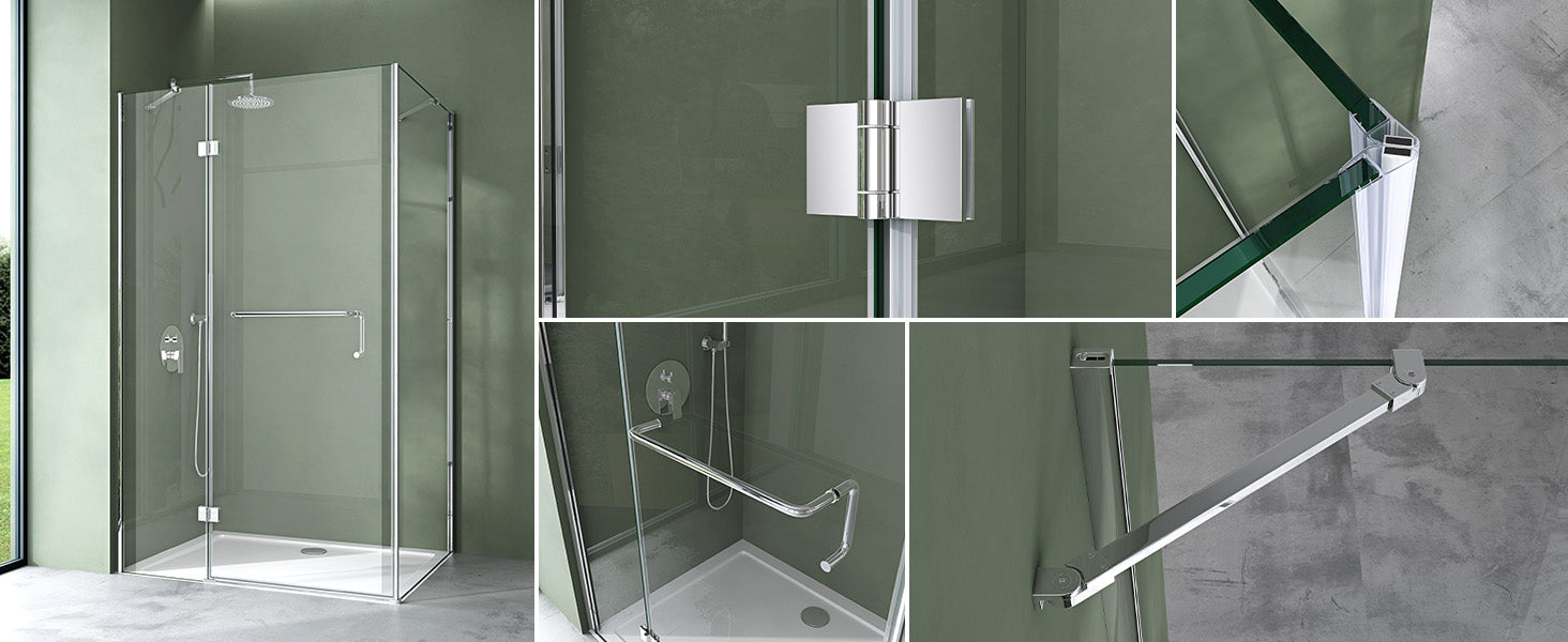 cabina de ducha glasvilla, mampara de ducha 6mm de vidrio de seguridad ESG con efecto loto y recubrimiento nano repelente de suciedad, ducha de vidrio real R04k