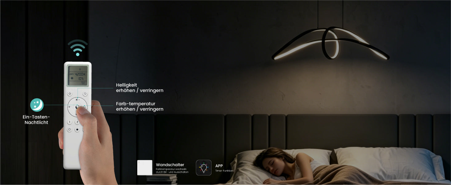 glasvilla Pendelleuchte 90cm LED Hängelampe Dynamisches Wellendesign 3000K/4000K/6000K Verstellbares Kabel 30W Schwarz Hängeleuchte für Esszimmer Wohnzimmer Schlafzimmer Luvina11
