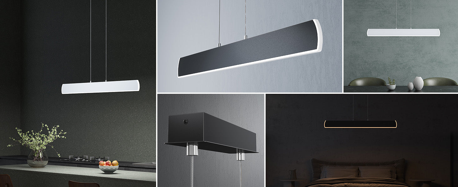 glasvilla Pendelleuchte 100cm LED Hängelampe Dimmbar mit Fernbedienung 3000K/4000K/6000K Verstellbares Kabel 20W Hängeleuchte Alivetta3730