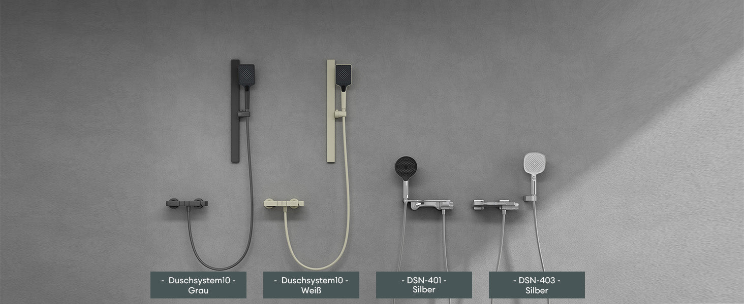 glasvilla Duschsystem mit Regendusche Duschkopf 3 Strahlarten höhenverstellbar Duschbrause mit Unterauslauf aus Aluminium Duschsystem10