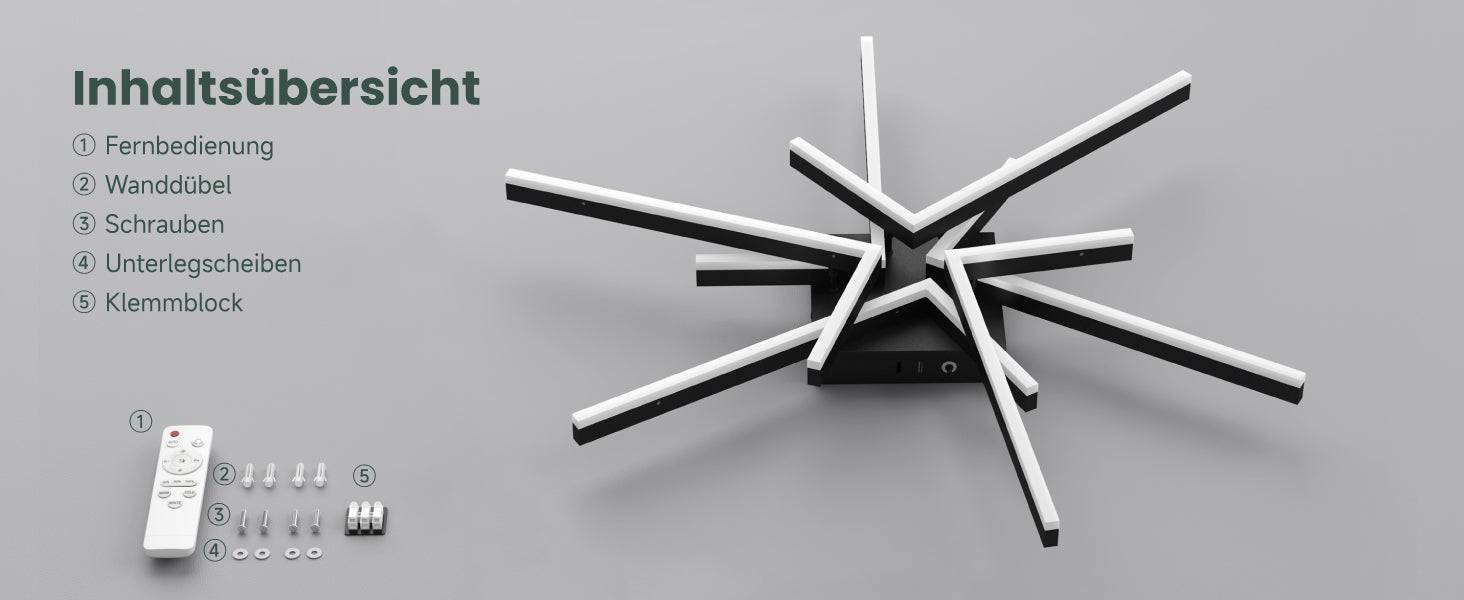 glasvilla LED Deckenleuchte Deckenlampe mit Fernbedienung 80cm, Stufenlos dimmbar 3000-6400K, Zimmerlampe 71W Schwarz für Schlafzimmer, Wohnzimmer, Arbeitszimmer, Flur Alivetta25038