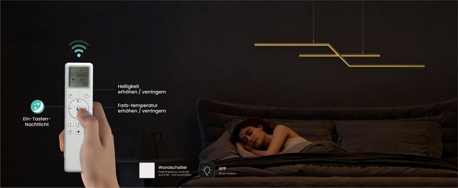 glasvilla Pendelleuchte 105cm LED Hängelampe Linear design 3000K/4000K/6000K Verstellbares Kabel 18W Hängeleuchte Alivetta7085 Luvina10