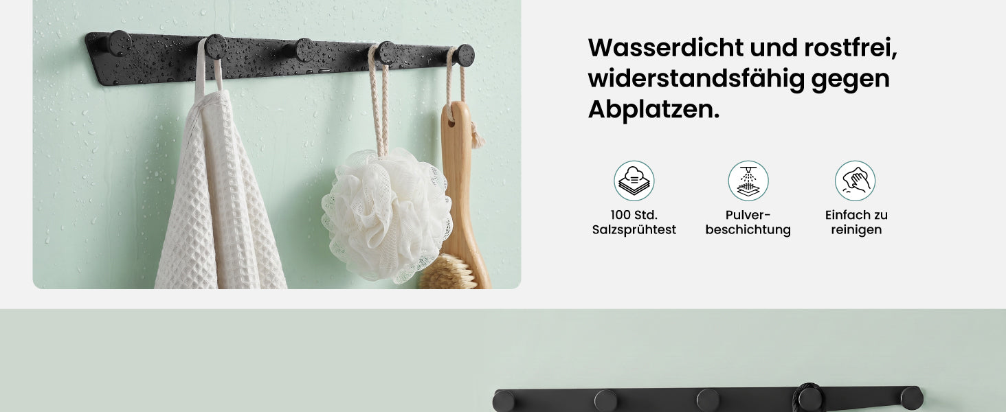 glasvilla Garderobenhaken zum Bohren oder Kleben, Kleiderhaken aus Aluminiumlegierung, Garderobenleiste mit 5 Haken, Hakenleiste  Stalo-18