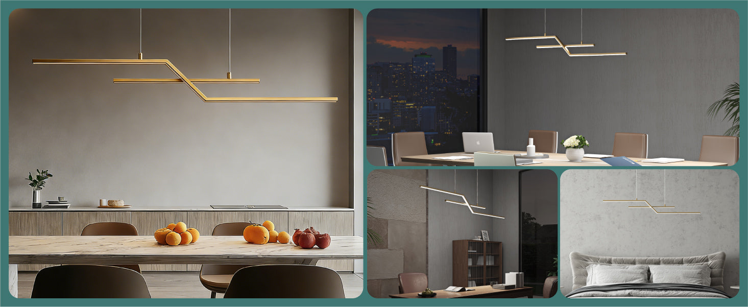 glasvilla Pendelleuchte 105cm LED Hängelampe Linear design 3000K/4000K/6000K Verstellbares Kabel 18W Hängeleuchte Alivetta7085 Luvina10