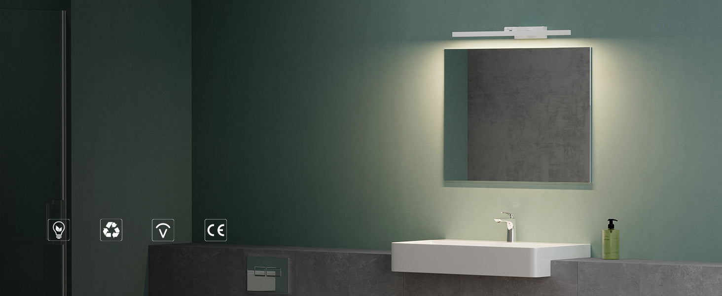 glasvilla Lampe de Salle de Bain LED pour Miroir | Lampe de Miroir 4000K pour Salle de Bain | Applique LED 9W Rotatif à 180° Strahlenschön