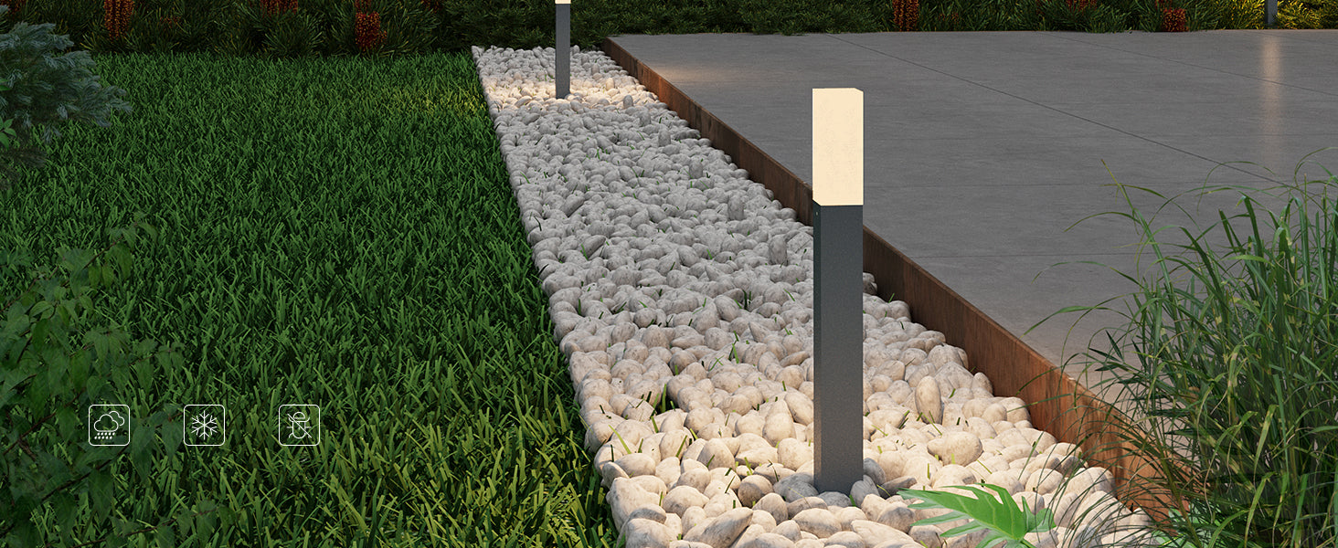 glasvilla Éclairage Extérieur IP65 Éclairage de Chemin Extérieur | Borne Lumineuse pour Jardin, Lampadaire 3000K, Lampe de Jardin | Lampadaire d’Extérieur 3W Deus Lumina