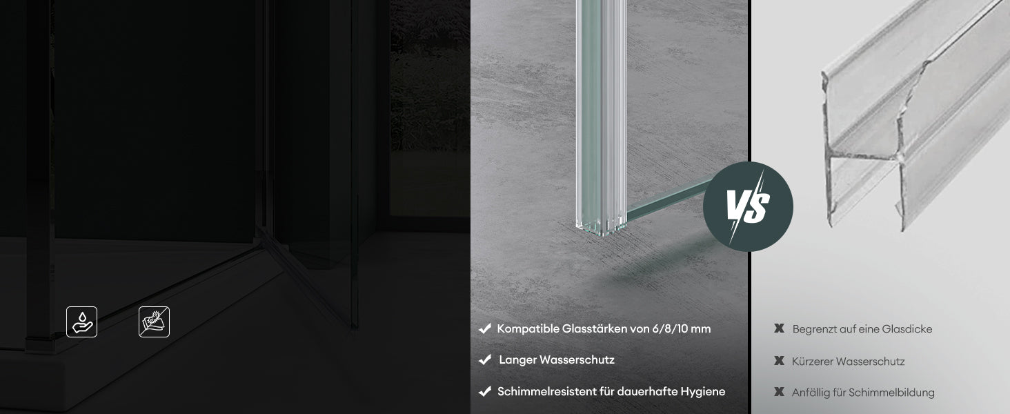 glasvilla Guarnizione Porta Cabina Doccia, Profilo Ricambio per Parete Doccia, Striscia Impermeabile per Vetro di Spessore da 6mm a10mm, Guarnizione per Parete Doccia