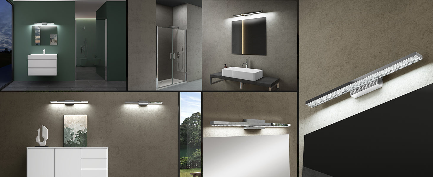 glasvilla Lampe de Salle de Bain LED pour Miroir | Lampe Miroir, Lampe de Salle de Bain 6000K | Applique Murale LED 14W
