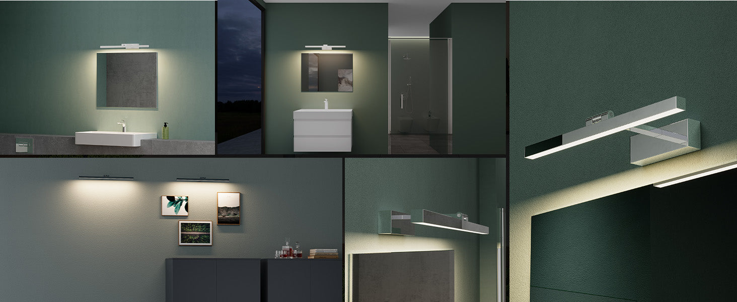 glasvilla Lampe de Salle de Bain LED pour Miroir | Lampe de Miroir 4000K pour Salle de Bain | Applique LED 9W Rotatif à 180° Strahlenschön