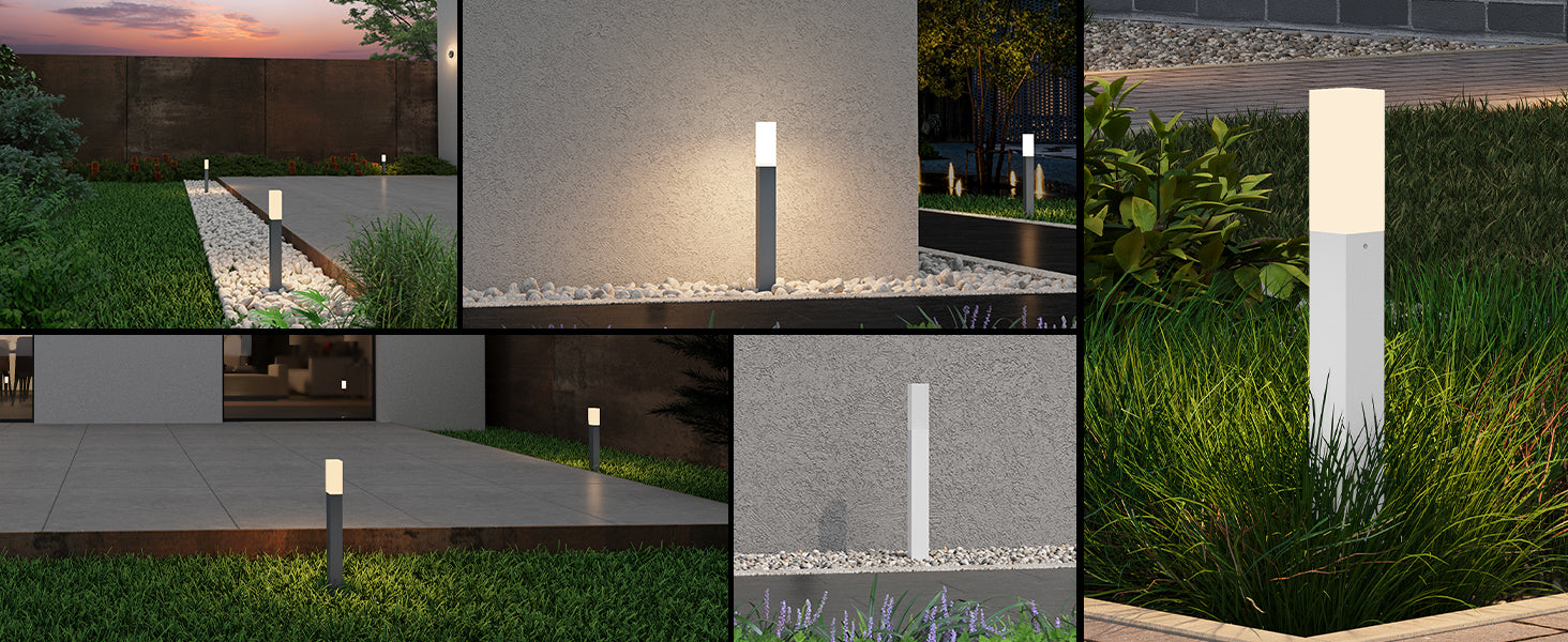 glasvilla Éclairage Extérieur IP65 Éclairage de Chemin Extérieur | Borne Lumineuse pour Jardin, Lampadaire 3000K, Lampe de Jardin | Lampadaire d’Extérieur 3W Deus Lumina