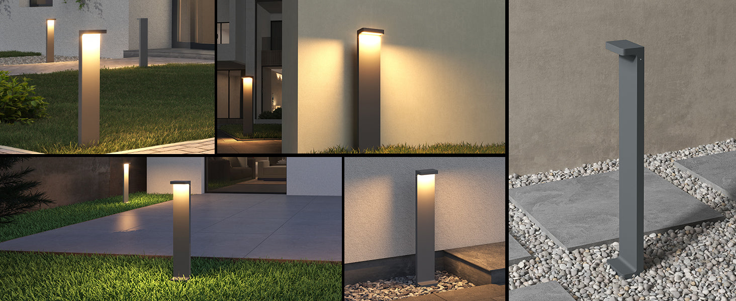 glasvilla Außenleuchte 10x6x60cm IP65 Wegeleuchte Außen | Pollerleuchte für Garten, 3000K Stehlampe Gartenlampe | Außenlampe Standleuchte 6W LumaTorch