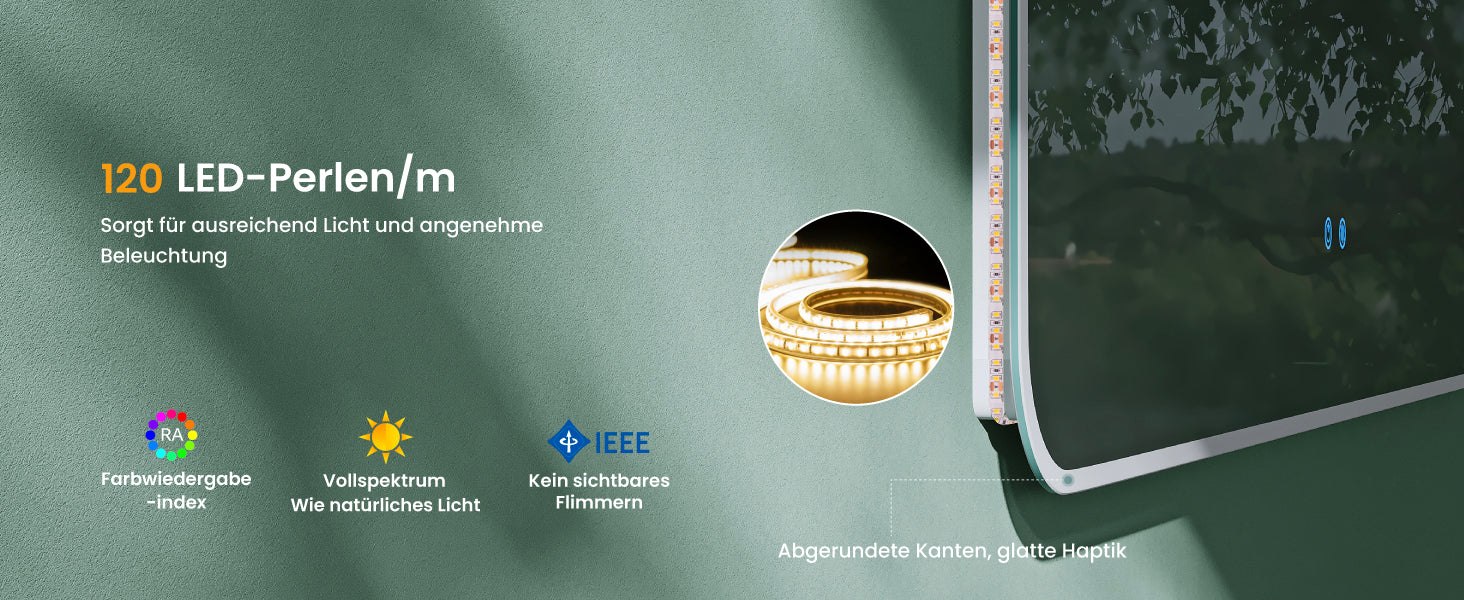 glasvilla Wandspiegel Badezimmer Spiegel LED Bad-Spiegel mit Touchschalter, Beschlagfrei durch Antifog-Schicht Nova-02