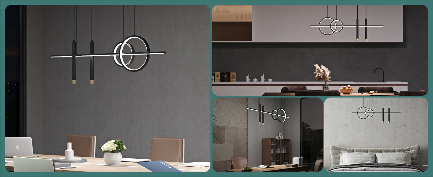 glasvilla Pendelleuchte 100cm LED Hängelampe Linear design 3000K/4200K/6000K Verstellbares Kabel 30W Hängeleuchte Alivetta2256