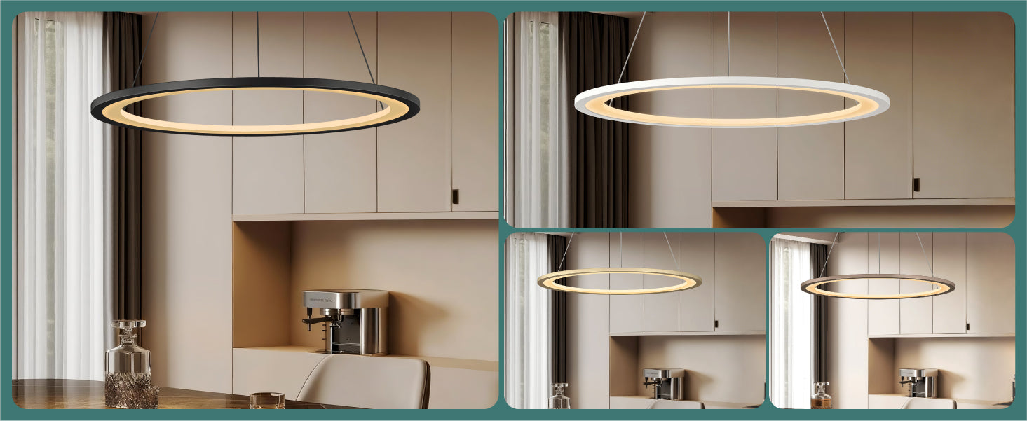 glasvilla Suspension luminaire de table à manger, lampe à suspendre LED, intensité variable en continu 3000K–6000K, lampe de table à manger réglable en hauteur avec télécommande et interrupteur mural Luvina01