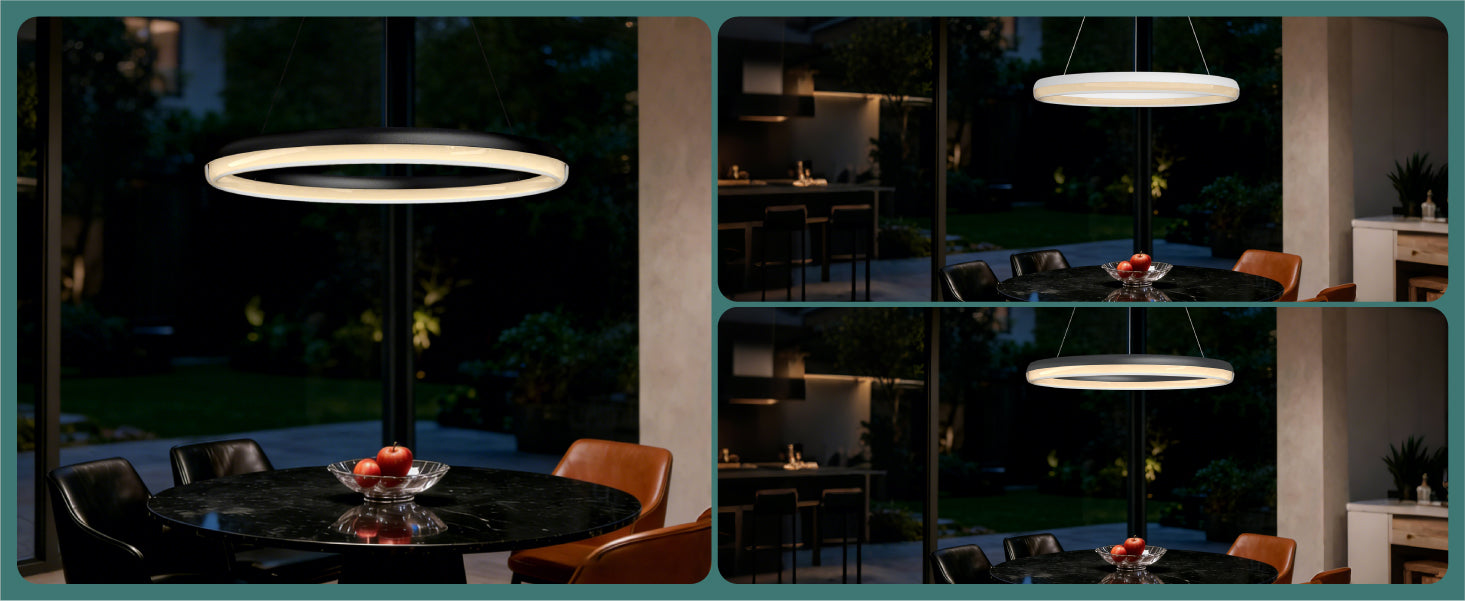 glasvilla Mai & Mai Suspension luminaire de salle à manger, LED moderne, intensité variable en continu 3000K–6000K, lampe de table à manger design réglable en hauteur avec télécommande et interrupteur mural, Luvina05