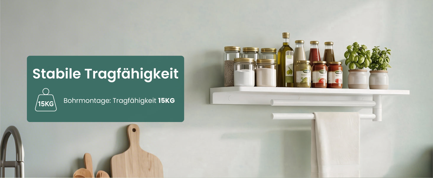 glasvilla Étagère de douche à percer, Étagère de douche avec 2 barres porte-serviettes en alliage d'aluminium, Étagère de salle de bain à fixer au mur, Organisateur de salle de bain Reglo-19
