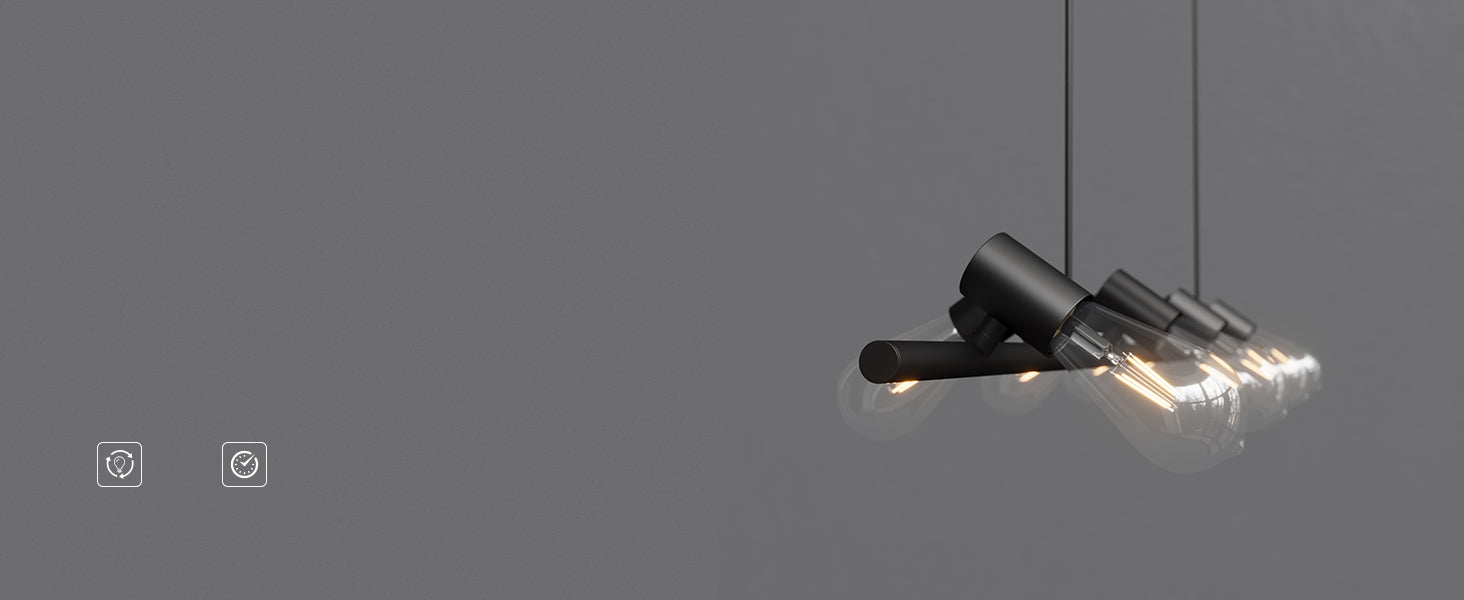 glasvilla Pendelleuchte 120cm LED Hängelampe 8 Flammig 4000K Verstellbares Kabel E27 Schwarz Hängeleuchte  Alivetta2313