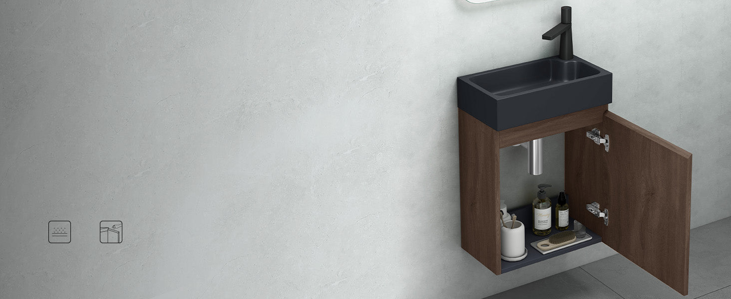 glasvilla Ensemble de Meubles de Salle de Bain avec Lavabo en Anthracite Mat et Meuble Bas pour Lavabo 46x26x63 cm Pisa02