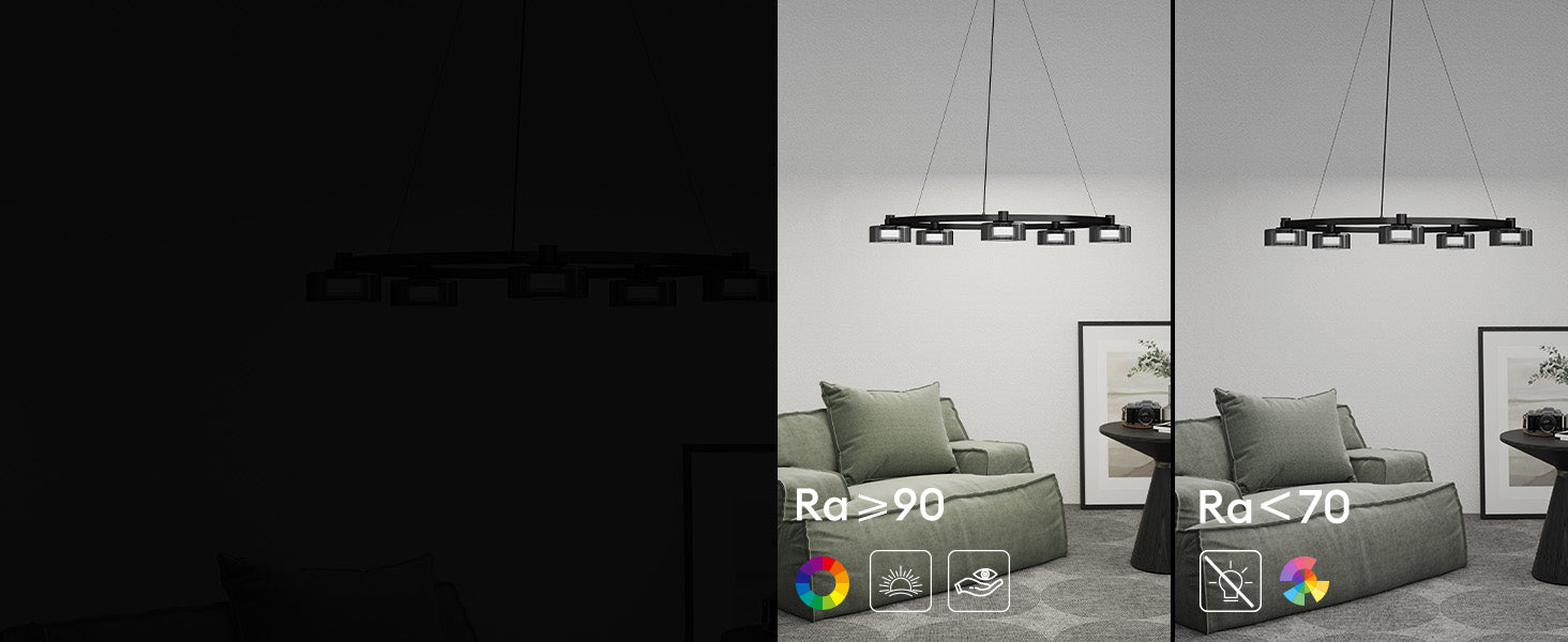glasvilla Pendelleuchte LED Hängelampe 3000K/4000K/6000K Verstellbares Kabel Schwarz Hängeleuchte Alivetta7915 3A