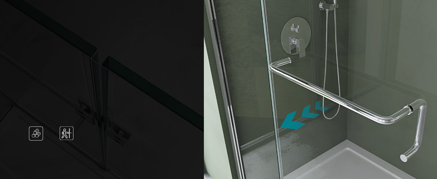 cabina de ducha glasvilla, mampara de ducha 6mm de vidrio de seguridad ESG con efecto loto y recubrimiento nano repelente de suciedad, ducha de vidrio real R04k