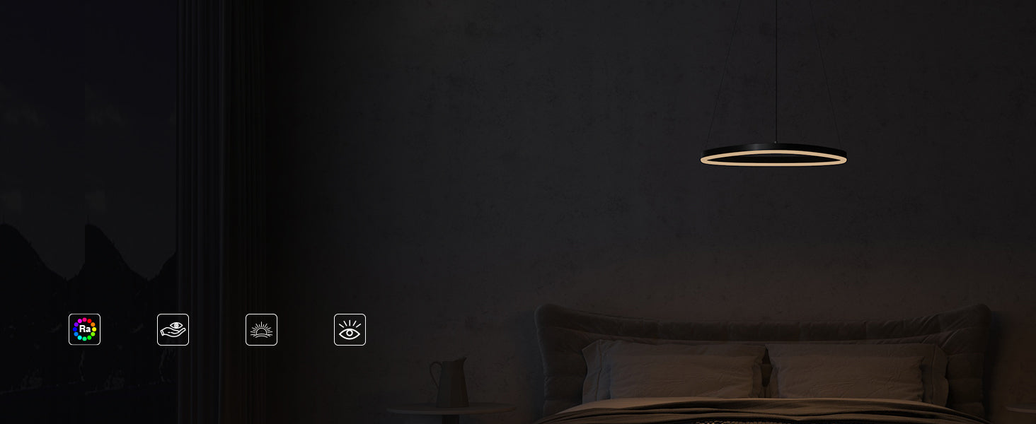 glasvilla Pendelleuchte 50cm LED Hängelampe Dynamisches Wellendesign 3000K/4000K/6000K Verstellbares Kabel 16W Hängeleuchte für Esszimmer Wohnzimmer Schlafzimme Alivetta7287