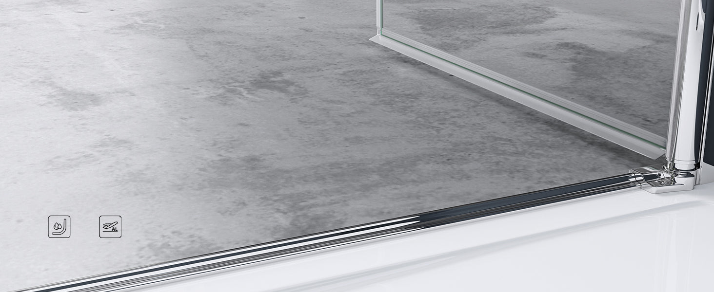 glasvilla Porte de Douche Porte de Niche Cabine de Douche Porte Pivotante 180° Porte Double Revêtement NANO ESG 6mm Verre Transparent ou Opaque Mécanisme Autolevant Teramo24K+MS+VS