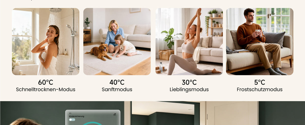 glasvilla Smart WiFi Heizstab für Badheizkörper, Heizelement  Elektrischer Heizstab mit App-Steuerung, Thermostat & Timer-Funktion, Heizpatrone für Handtuchheizkörper Heizstab-03