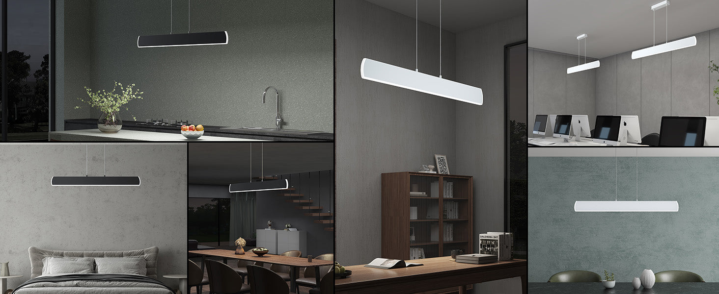 glasvilla Pendelleuchte 100cm LED Hängelampe Dimmbar mit Fernbedienung 3000K/4000K/6000K Verstellbares Kabel 20W Hängeleuchte Alivetta3730
