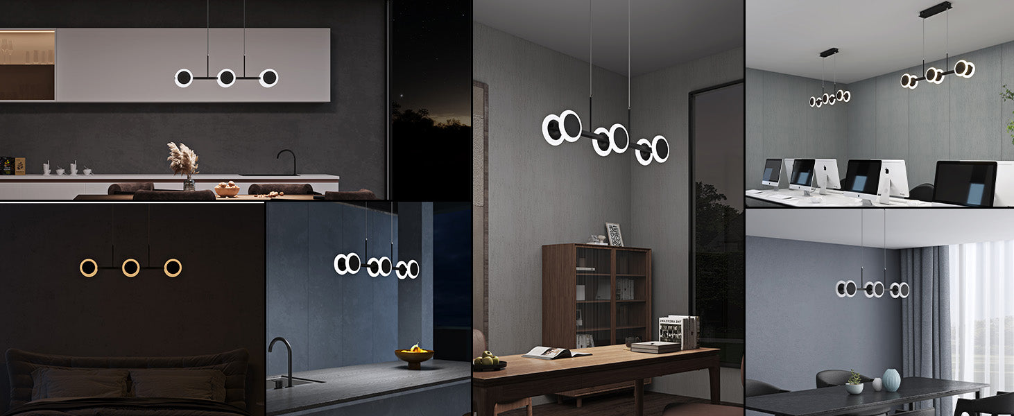 glasvilla Pendelleuchte 70cm LED Hängelampe Dimmbar mit Fernbedienung 3000K/4000K/6000K Verstellbares Kabel 24W matt Schwarz Hängeleuchte für Esszimmer Wohnzimmer Schlafzimmer Alivetta3376