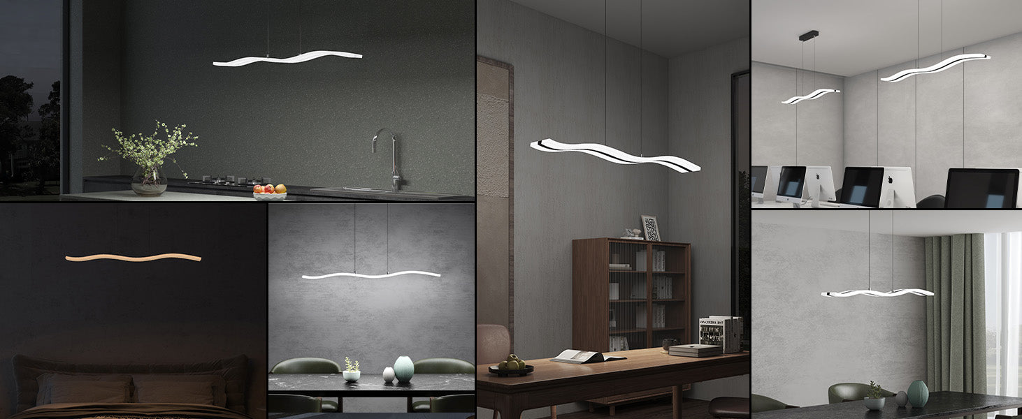 glasvilla Pendelleuchte 97cm LED Hängelampe Dimmbar mit Fernbedienung 3000K/4000K/6000K Verstellbares Kabel 36W Hängeleuchte Alivetta3300