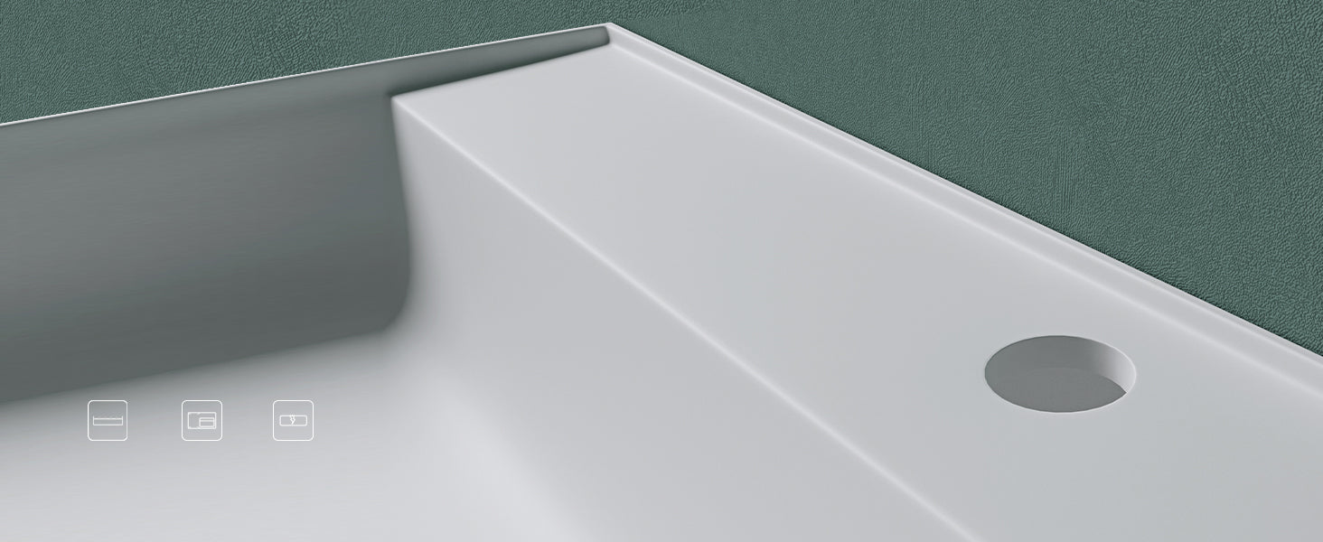 Lavabo Glasvilla, lavabo à poser, lavabo suspendu, en fonte minérale, rectangulaire, meuble-lavabo Col630