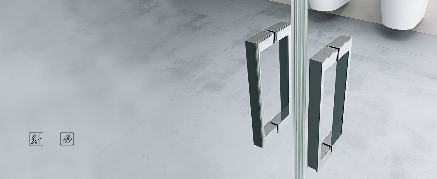 glasvilla Porte de Douche Porte de Niche Cabine de Douche Porte Pivotante 180° Porte Double Revêtement NANO ESG 6mm Verre Transparent ou Opaque Mécanisme Autolevant Teramo24K+MS+VS
