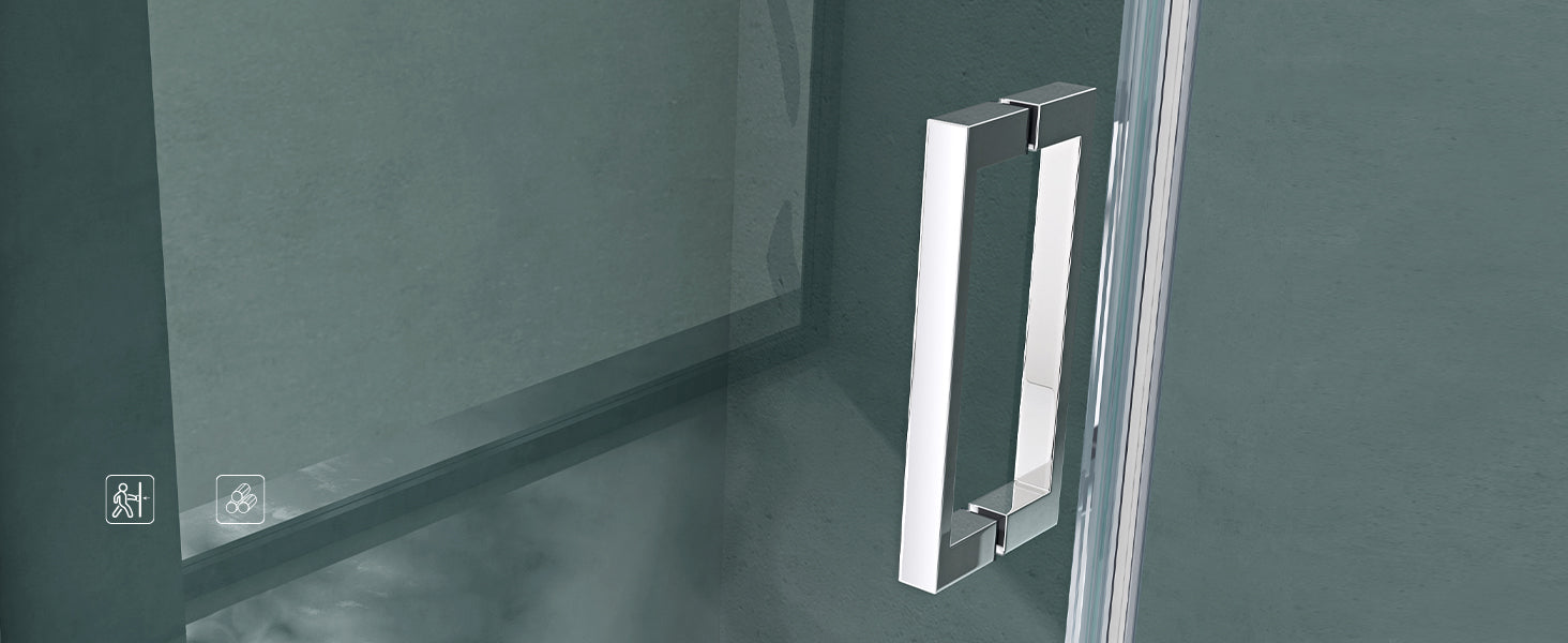 glasvilla Puerta de ducha Puerta de nicho Ducha Separación de ducha Cabina de ducha Puerta oscilante 180° vidrio de seguridad ESG con mecanismo de elevación y descenso vidrio claro y satinado rayas Teramo24K+MS D Nuevo